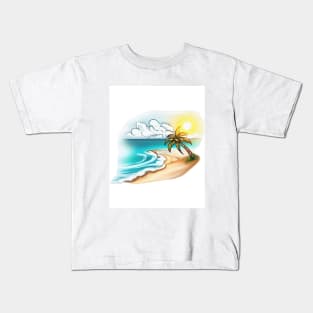 Paisagem linda de uma praia com um por do sol maravilhoso!! Kids T-Shirt